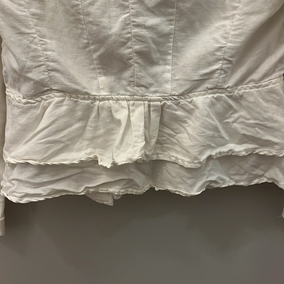 Free People Blazer Lace Shawl Collar Linen Cotton Blend White Size 0 Ruffled - Picture 3 of 10